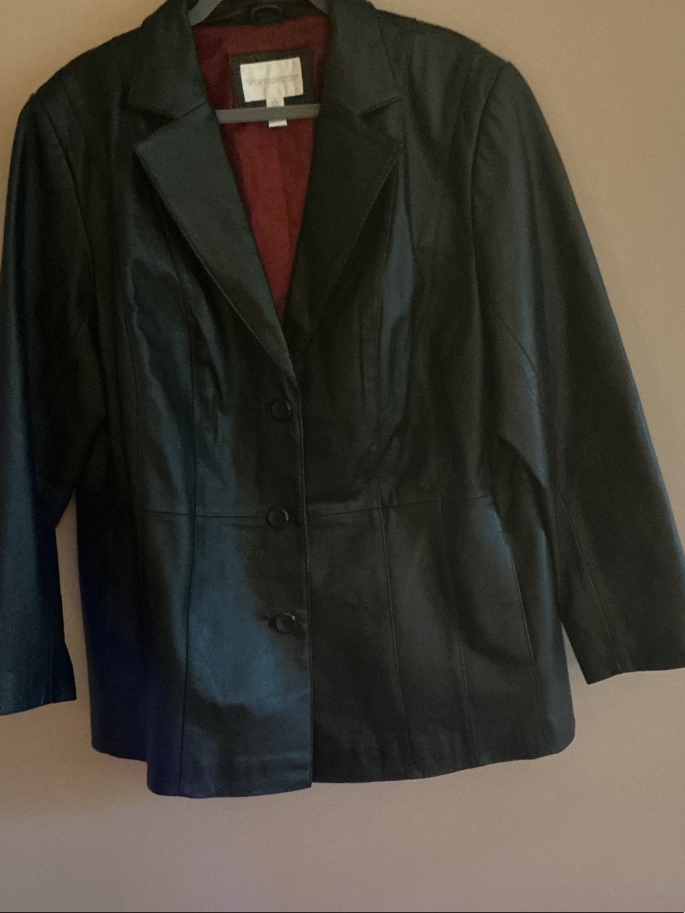 Classic Black Leather Blazer Jacket - Women's
